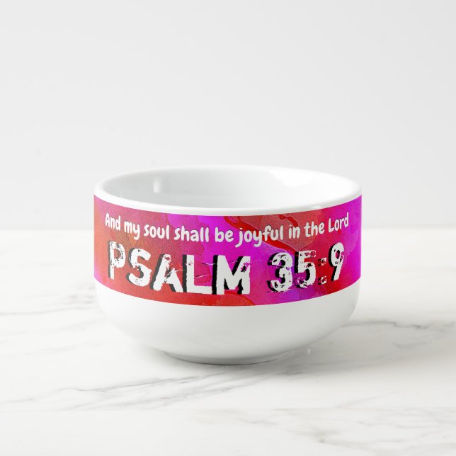 Psalm 35:9 soup mug (Front)