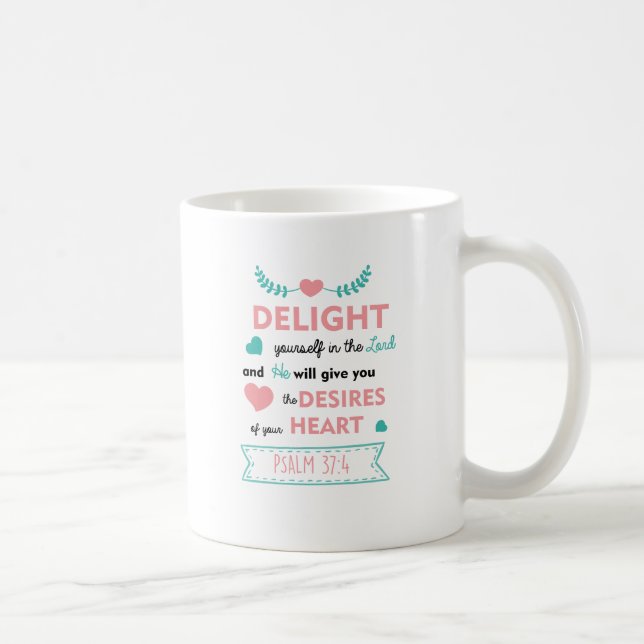 Psalm 37:4 Bible Verse Christian Coffee Mug (Right)