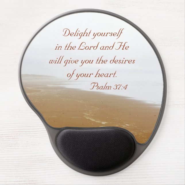 Psalm 37:4 Bible Verse, Peaceful Sandy Beach Gel Mouse Pad (Front)