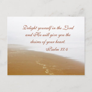 Psalm 37:4 Bible Verse, Sandy Ocean Beach Custom Postcard