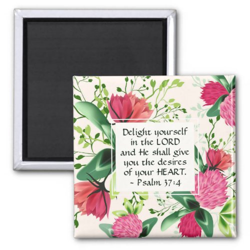 Psalm 374 Delight yourself in the Lord Clover Magnet