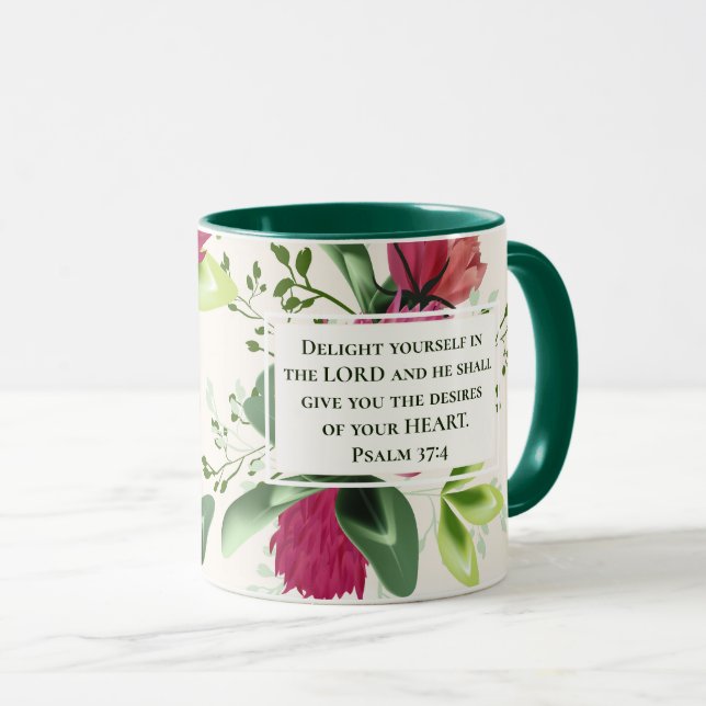 Psalm 37:4 Delight yourself in the Lord Clover Mug (Front Right)