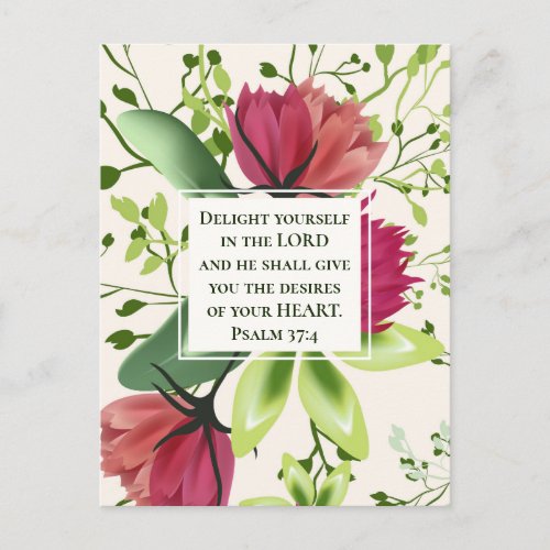 Psalm 374 Delight yourself in the Lord Clover Postcard