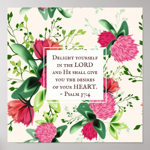 Psalm 374 Delight yourself in the Lord Clover Poster