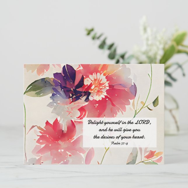 Psalm 37:4 Delight Yourself in The LORD Flat Note Card (Standing Front)