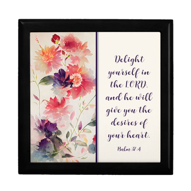Psalm 37:4 Delight Yourself in The LORD Floral  Gift Box (Front)