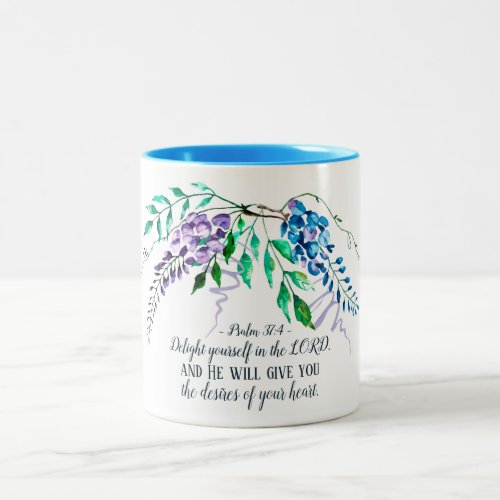 Psalm 374 Delight Yourself in the Lord Floral Two_Tone Coffee Mug