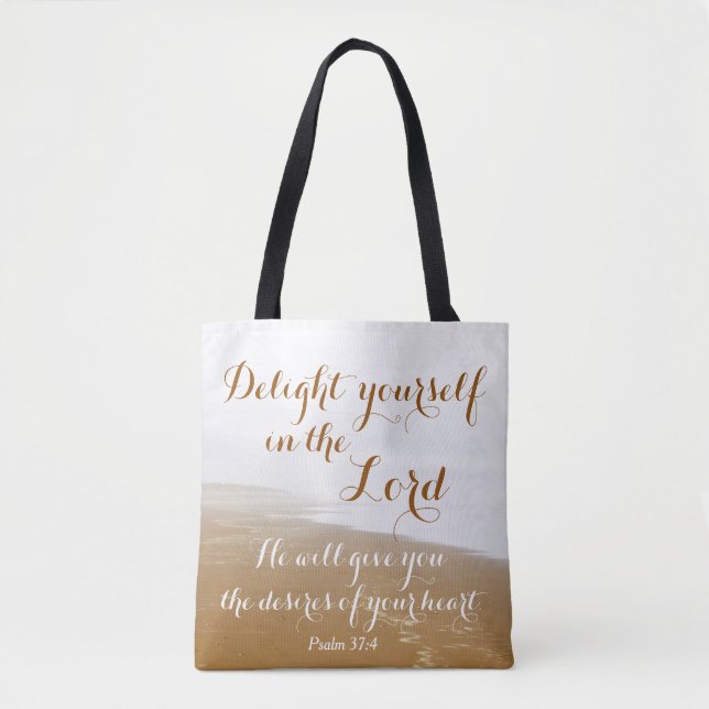 Psalm 37:4 Delight yourself in the Lord, ocean Tote Bag (Front)