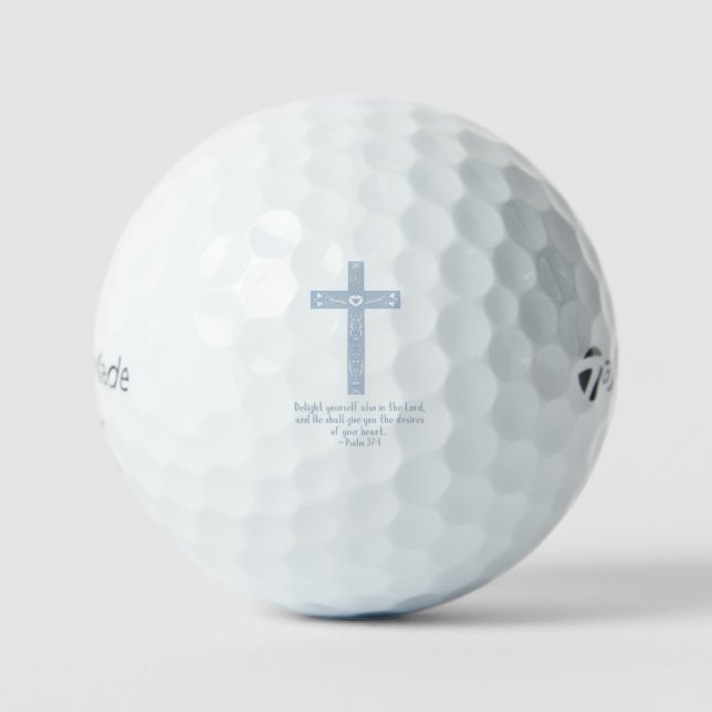 Psalm 37:4 Faith Cross Design Scripture Christian  Golf Balls (Front)