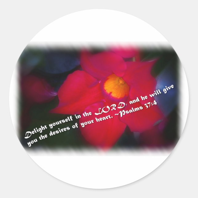 Psalm 37:4 on White Classic Round Sticker (Front)