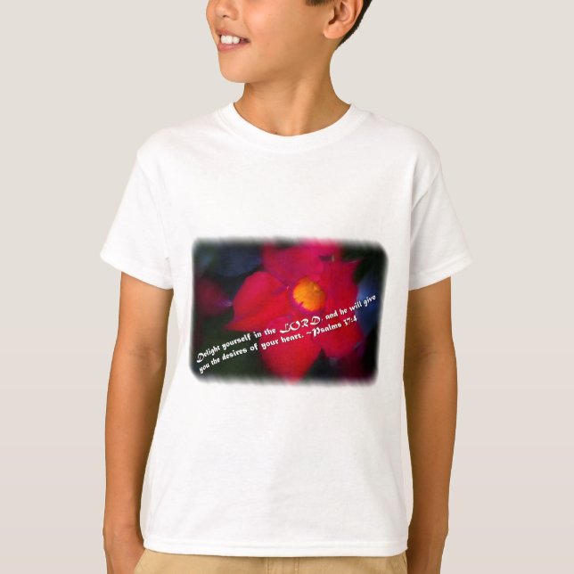 Psalm 37:4 on White T-Shirt (Front)