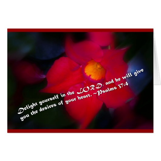 Psalm 37:4 Red Background Cards (Front Horizontal)