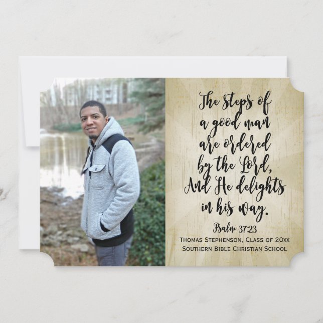 Psalm 37 Christian Bible Verse Photo Graduation Invitation (Front)