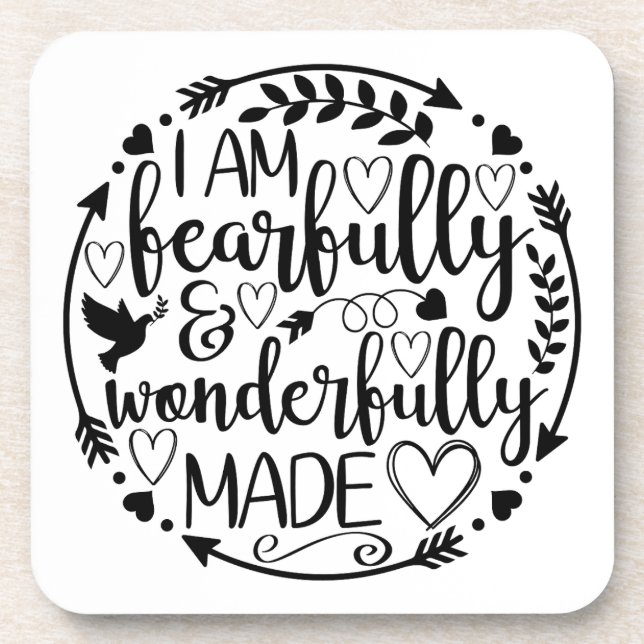 Psalm 39 Wonderfully Made Christian Scripture  Beverage Coaster (Front)