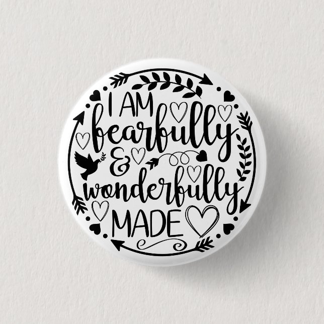 Psalm 39 Wonderfully Made Christian Scripture  Button (Front)