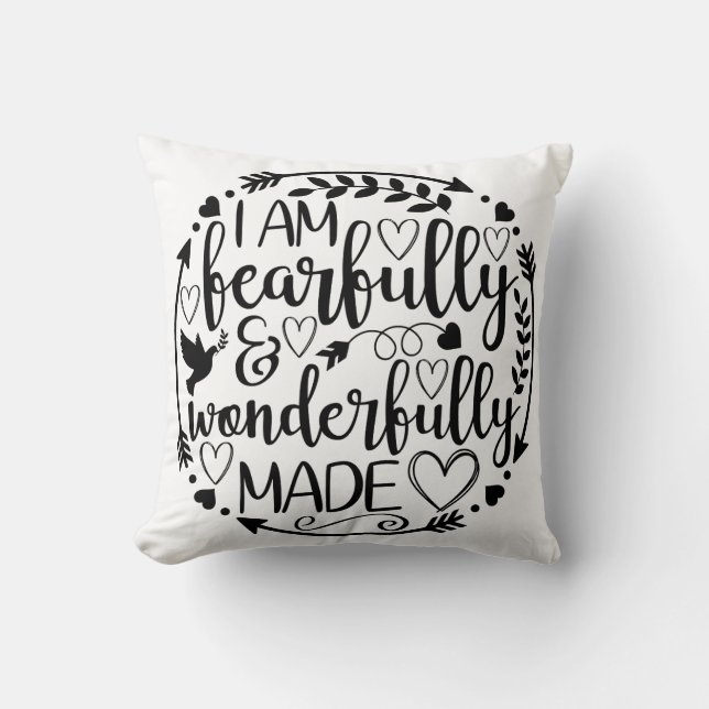 Psalm 39 Wonderfully Made Christian Scripture  Throw Pillow (Front)