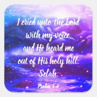 Psalm 3:4, Bible Verse Scripture Stickers
