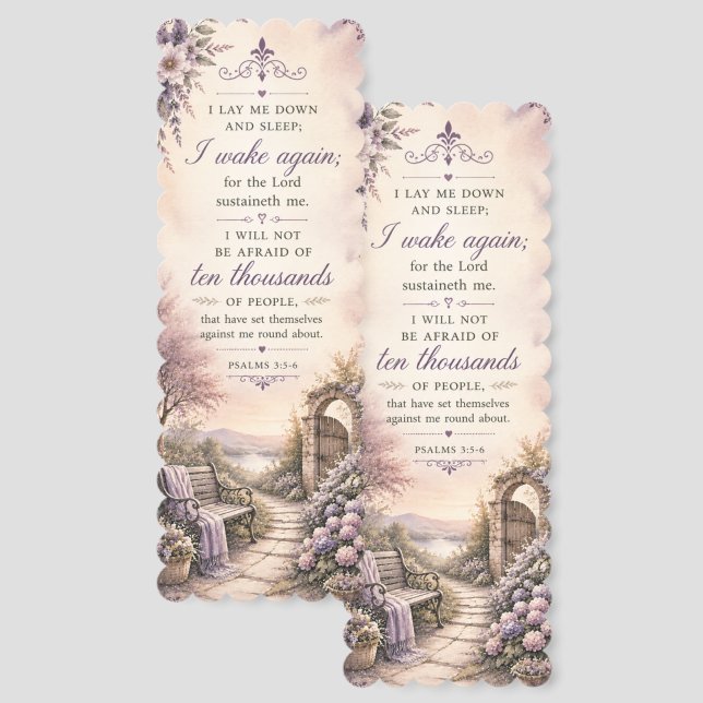 Psalm 3:5-6 Peace Scripture Glossy Bookmark (Front & Back)