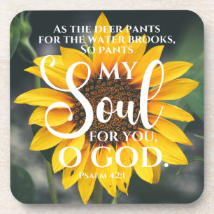 Psalm 42:1 As the Deer Pants Sunflower Christian Beverage Coaster