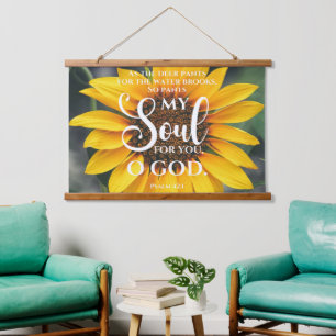 Psalm 42:1 As the Deer Pants Sunflower Christian Hanging Tapestry