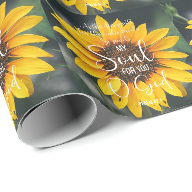 Psalm 42:1 As the Deer Pants Sunflower Christian Wrapping Paper (Roll Corner)