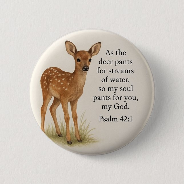 “Psalm 42:1 – Deer” Custom Button (Front)