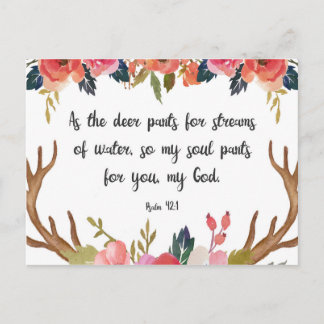 Psalm 42:1, Floral Antlers Bible Verse Postcard
