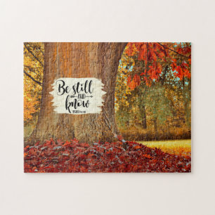 Psalm 46:10 Be Still and Know, Autumn Tree Jigsaw Puzzle