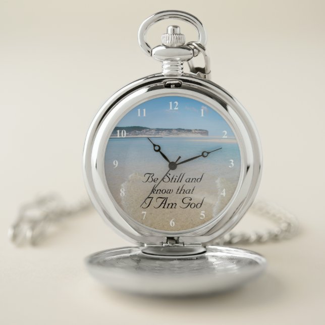 Psalm 46:10 Be Still and Know I Am God, Bible Pocket Watch (Inside)