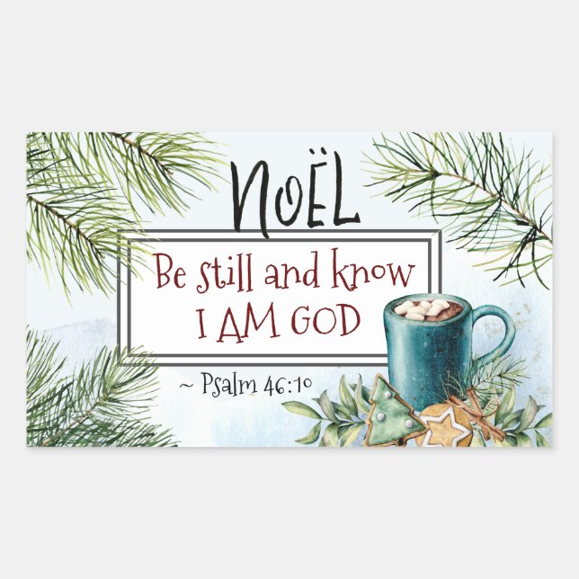 Psalm 46:10 Be still and know I am God Christmas Rectangular Sticker (Front)