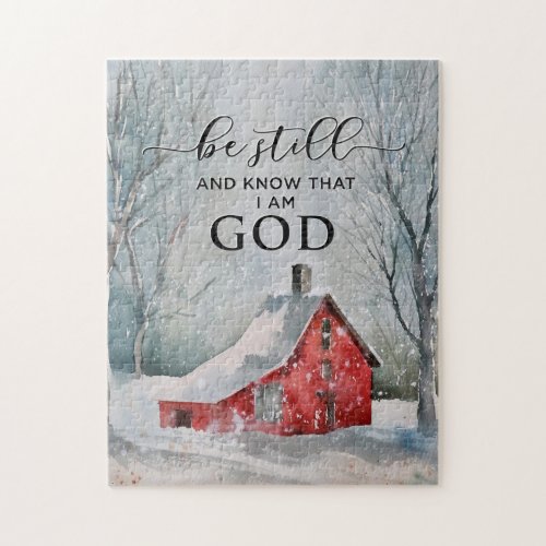 Psalm 4610 Be Still and Know I Am GOD Winter Snow Jigsaw Puzzle