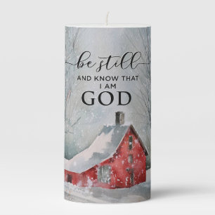 Psalm 46:10 Be Still and Know I Am GOD Winter Snow Pillar Candle