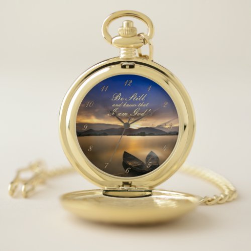 Psalm 4610 Be Still and Know that I Am God Bible Pocket Watch