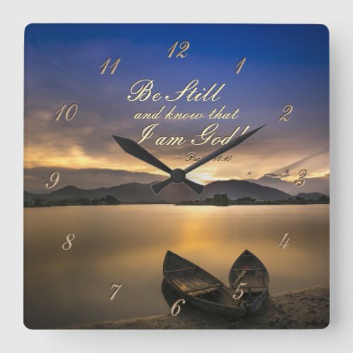 Psalm 4610 Be Still and Know that I Am God Bible Square Wall Clock