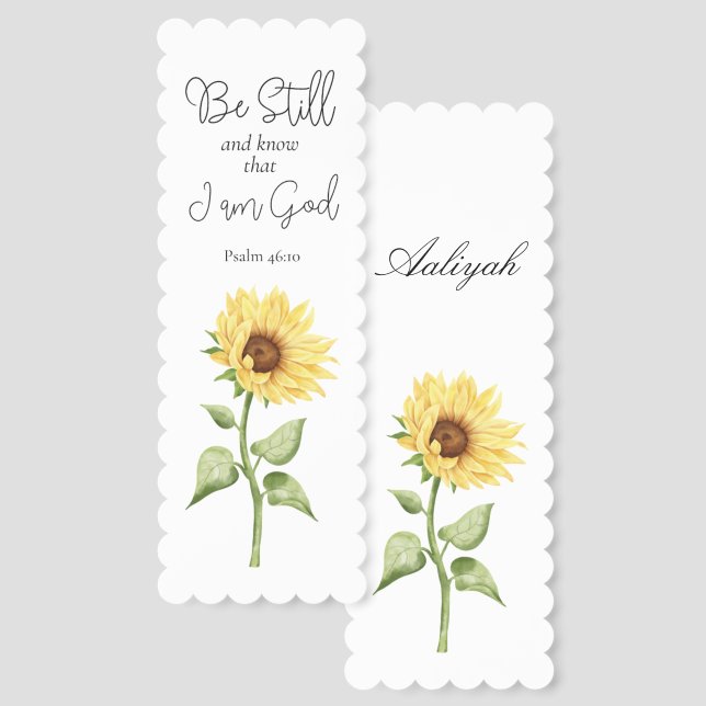  Psalm 46:10 Be Still Personalize Sunflower Bookmarks (Front & Back)