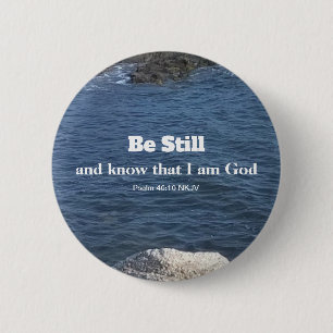 Psalm 46:10 Be Still Photo of Ocean Christian Blue Button