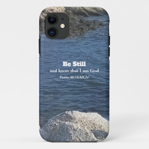 Psalm 4610 Be Still Photo of Ocean Christian Blue iPhone 11 Case