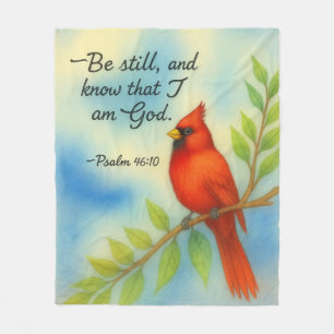 Psalm 46:10 Be Still Red Cardinal Scripture Nature Fleece Blanket