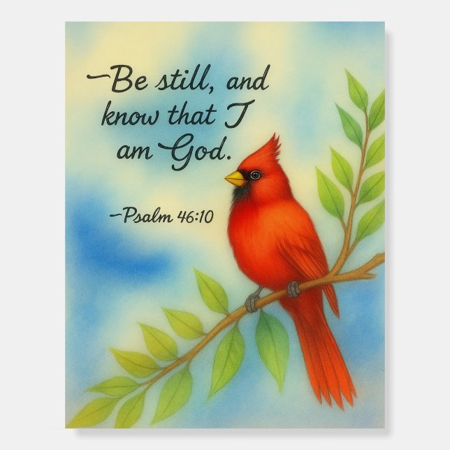 Psalm 46:10 Be Still Red Cardinal Scripture Nature Foam Board (Front)
