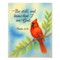 Psalm 46:10 Be Still Red Cardinal Scripture Nature