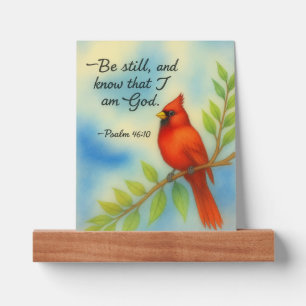 Psalm 46:10 Be Still Red Cardinal Scripture Nature Picture Ledge
