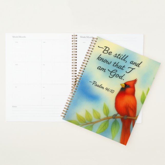 Psalm 46:10 Be Still Red Cardinal Scripture Nature Planner (Display)