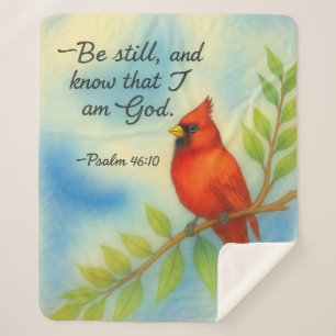 Psalm 46:10 Be Still Red Cardinal Scripture Nature Sherpa Blanket