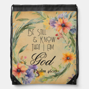 Psalm 46:10 Bible Verse Drawstring Bag