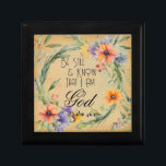 Psalm 46:10 Bible Verse Gift Box<br><div class="desc">Embrace tranquility with our beautiful design featuring Psalm 46:10: "Be still, and know that I am God." Surrounded by a serene watercolor wreath adorned with flowing leaves and delicate spring flowers, this artwork invites you to pause and reflect. Perfect for a variety of products in our store, this inspiring design...</div>