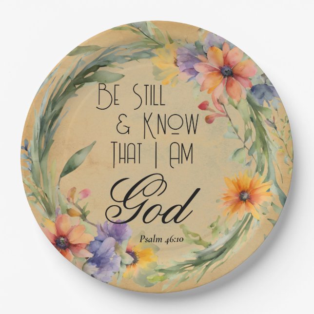 Psalm 46:10 Bible Verse Paper Plates (Front)
