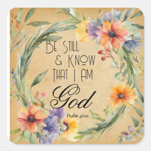 Psalm 46:10 Bible Verse Square Sticker