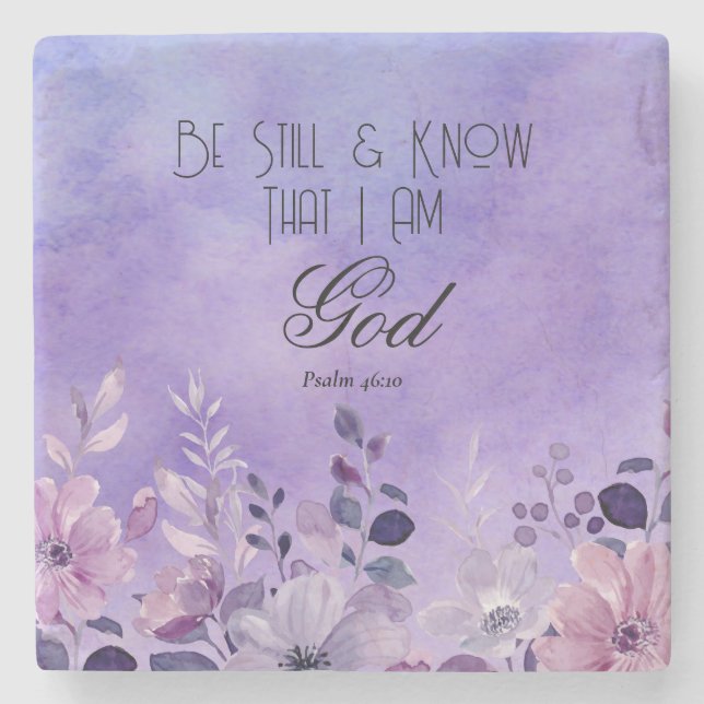 Psalm 46:10 Bible Verse Stone Coaster (Front)