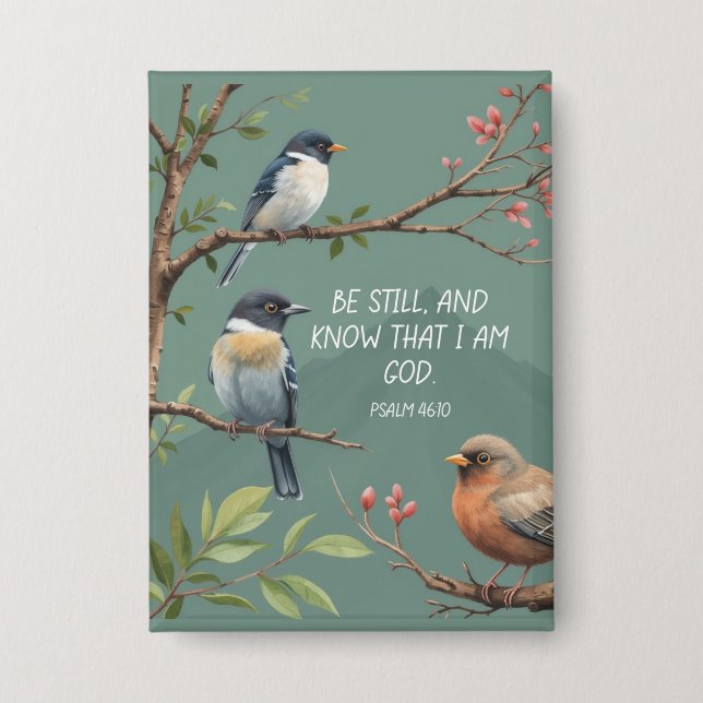 Psalm 46:10 Christian Bible Verse Image  Button (Front)