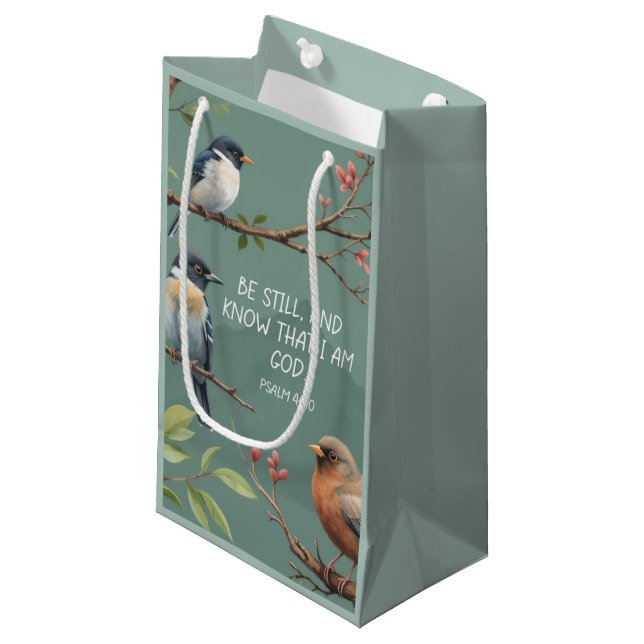 Psalm 46:10 Christian Bible Verse Image  Small Gift Bag (Front Angled)